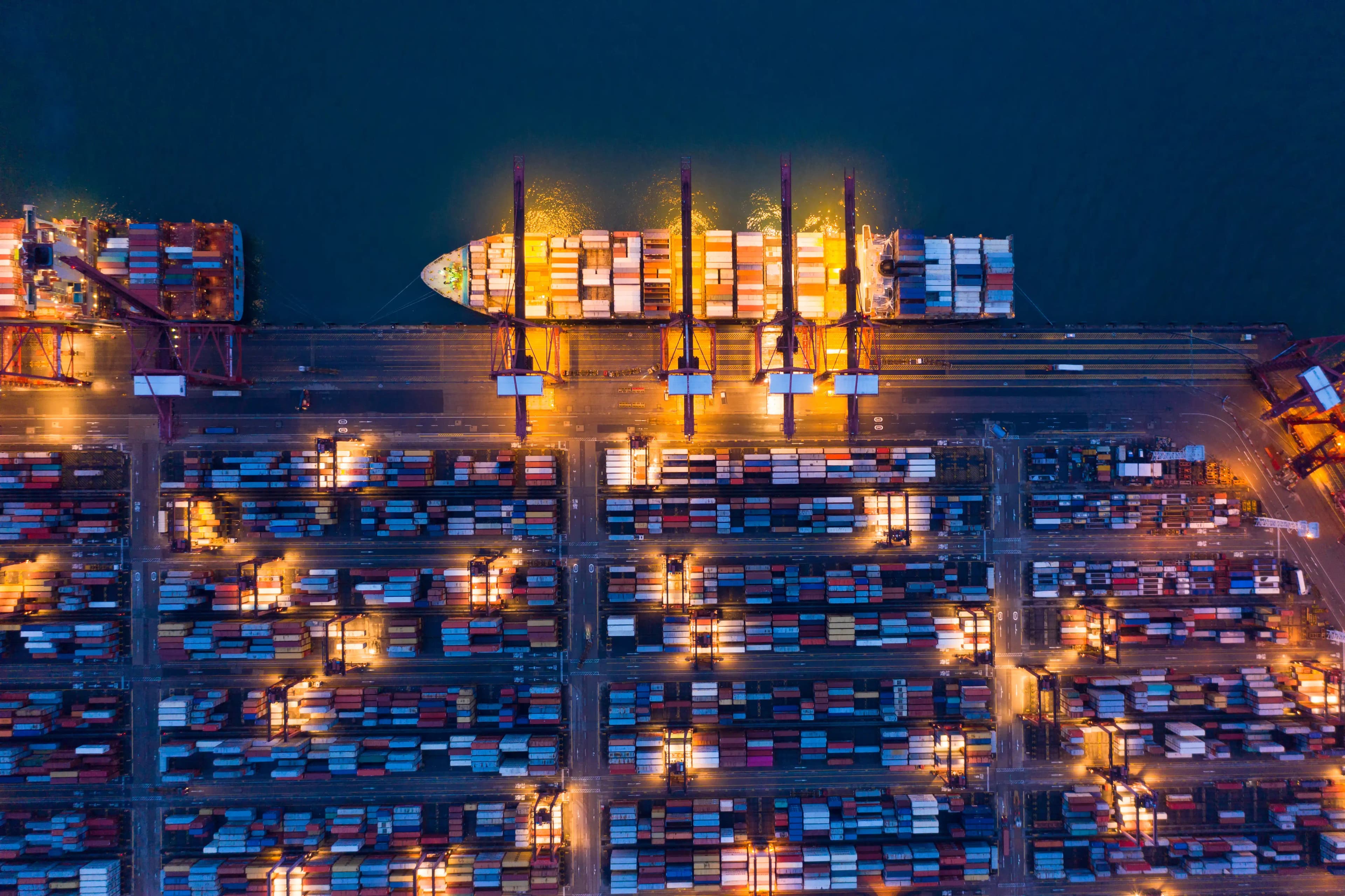 Container cargo ship in export and import